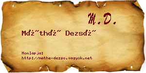 Máthé Dezső névjegykártya